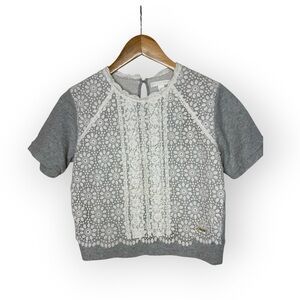 Burberry Children Girls Youth Size 10 Grey White Eyelet Sweater Top